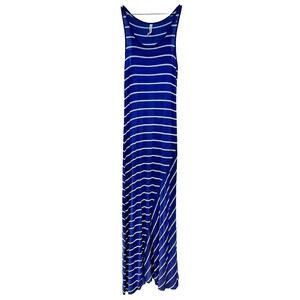 KENSIE PIECES Striped Jersey Tank Maxi Dress • Medium • blue • beach vacation
